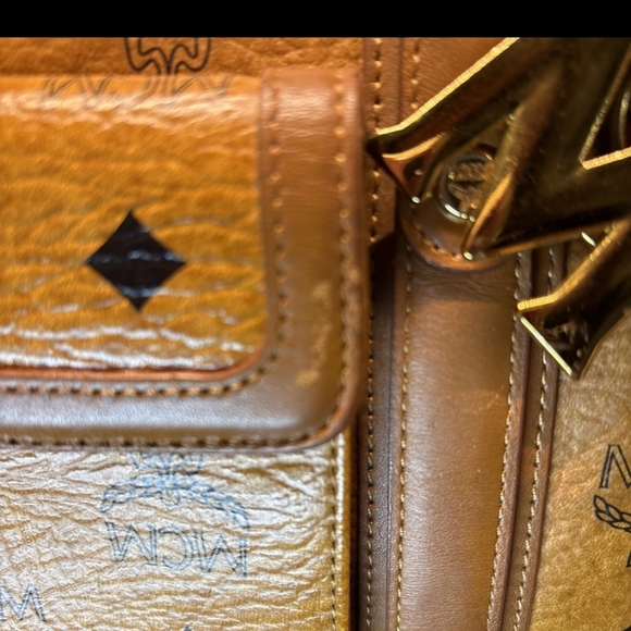 Authentic MCM Cognac Boston Leather Satchel Handbag - Picture 6 of 15